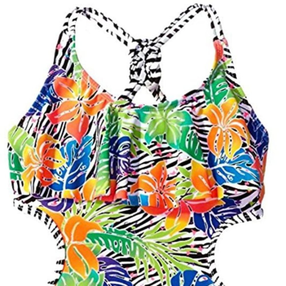 ⚡️Limited Too Girls' Tropical Zebra 1pc Swim